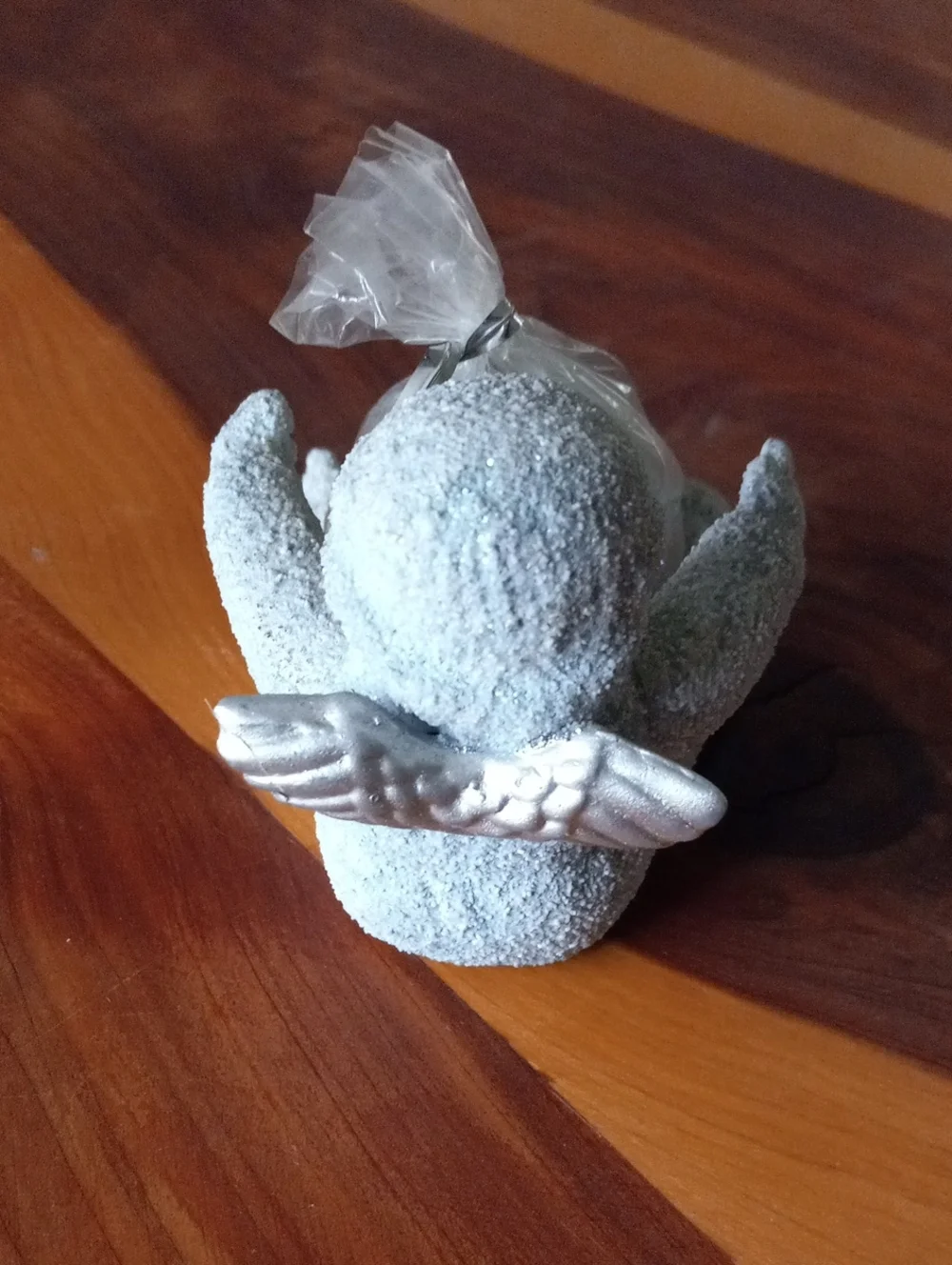 Cherub Holiday Angel Figurine Holding Candle - Blue Glitter